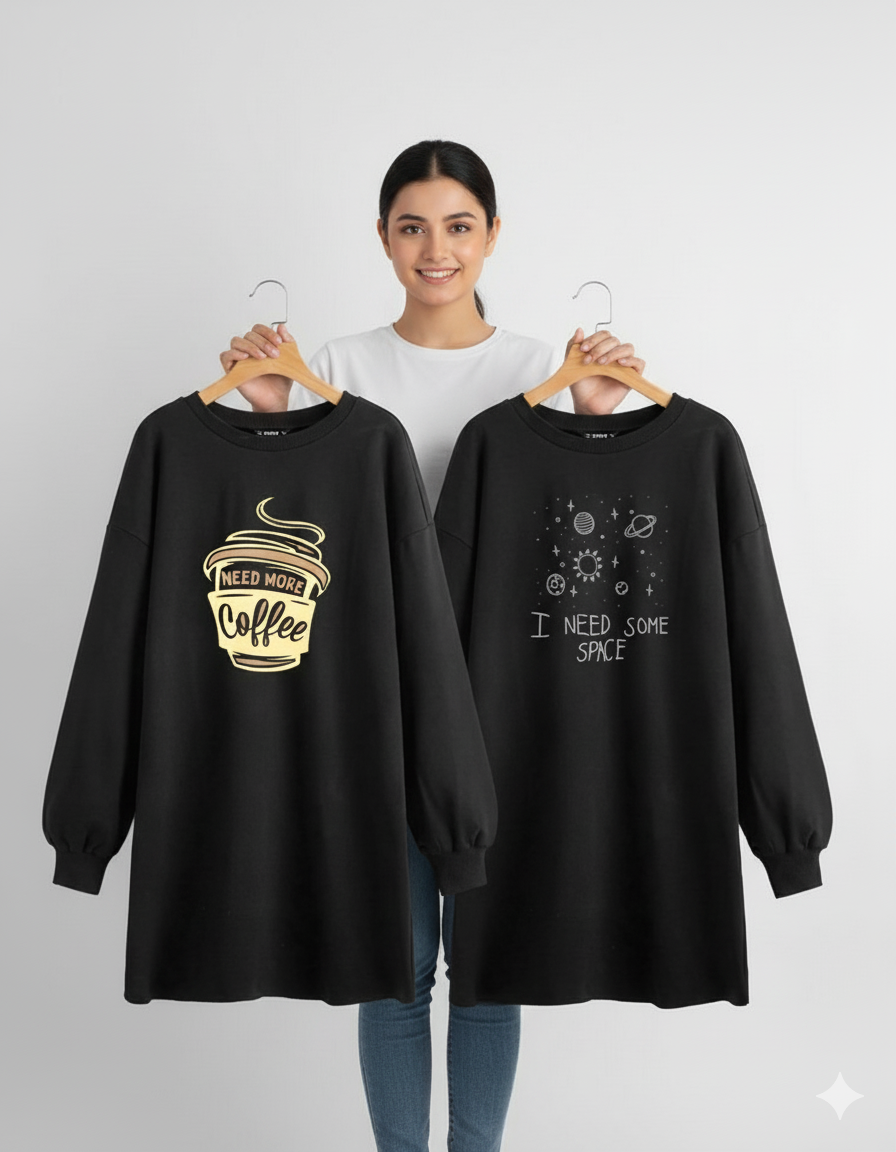 Pack Of Two Long Length Sweatshirt
