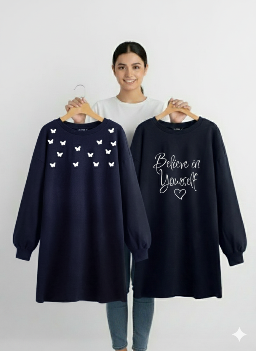Pack Of Two Long Length Sweatshirt