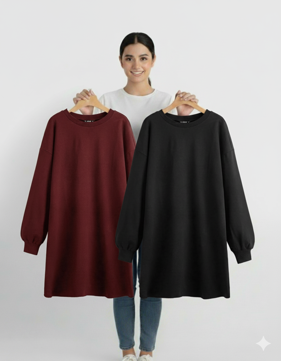 Pack Of Two Long Length Sweatshirt