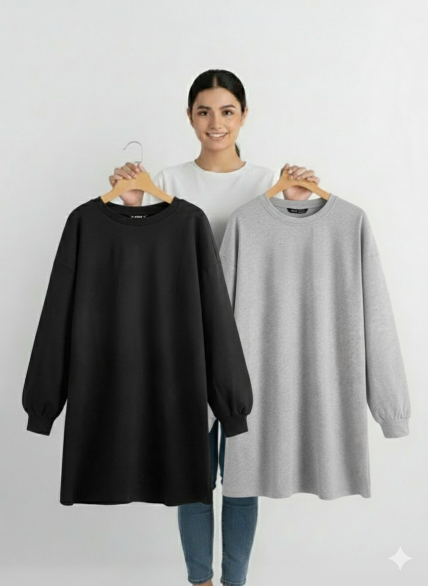 Pack Of Two Long Length Sweatshirt
