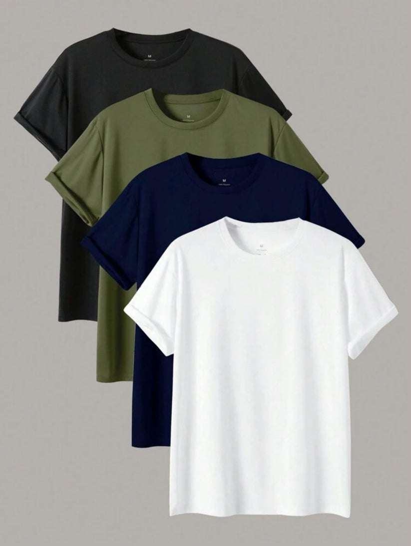 PACK OF 4 BASIC TEES (Black , Army Green , Navy Blue , White)