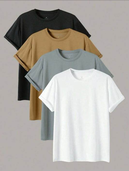 PACK OF 4 BASIC TEES (Black,Coffee,Grey,White)