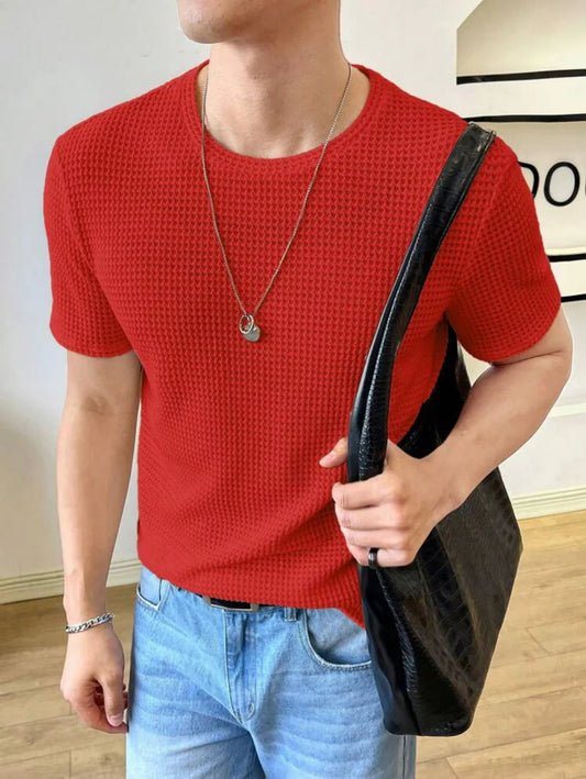 Red Waffle Knit T-shirt